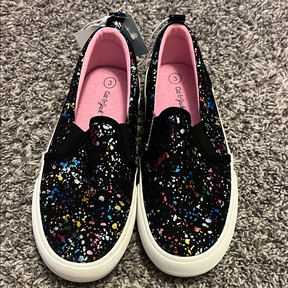 Cat & Jack Black Multicolor Splatter Sneakers